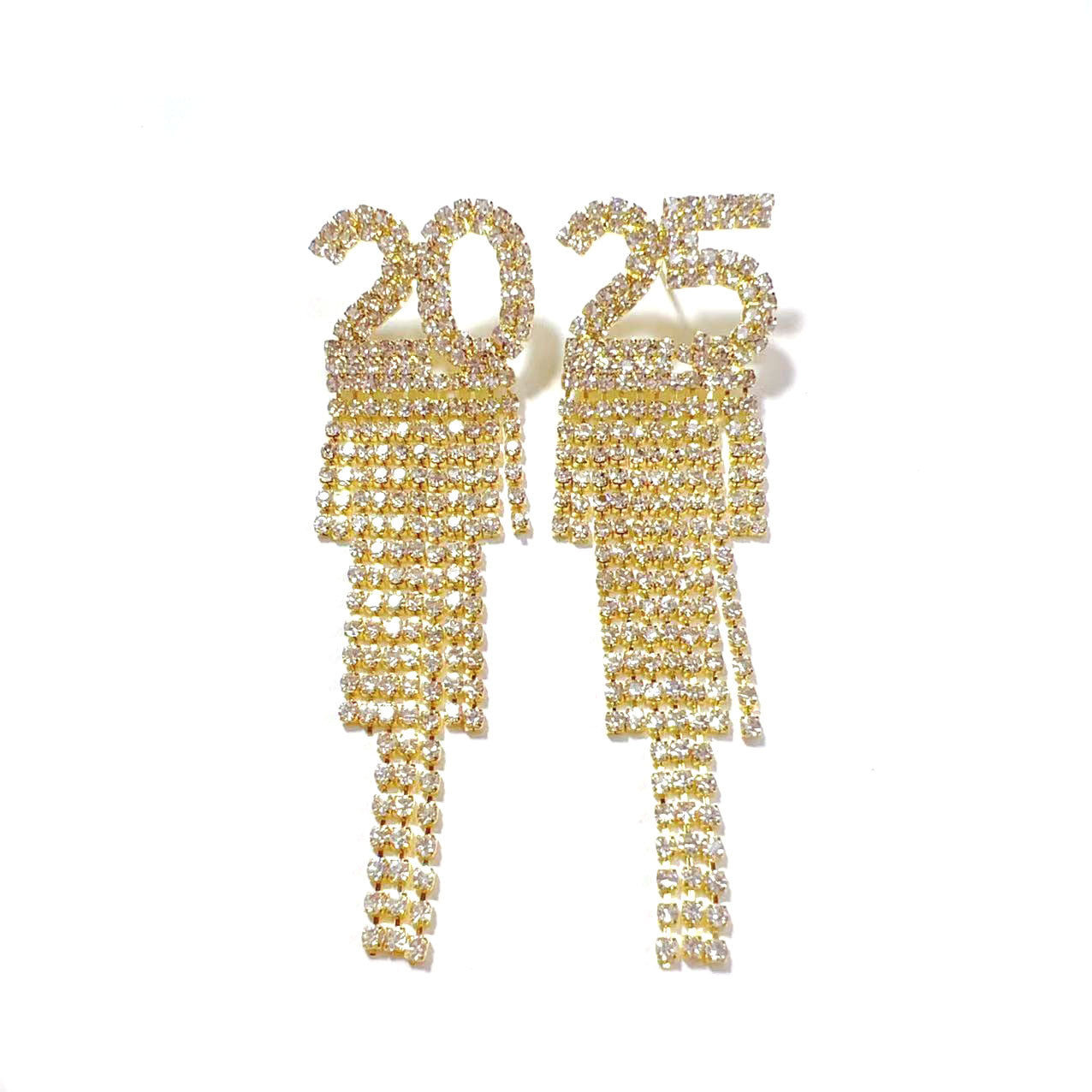 2025 Digital Rhinestone Letter Earrings For New Year Pendant Earrings  Fashion Earrings Party Gift